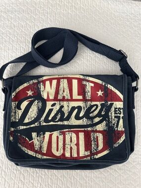 Walt Disney World Navy Canvas Crossbody Messenger Bag